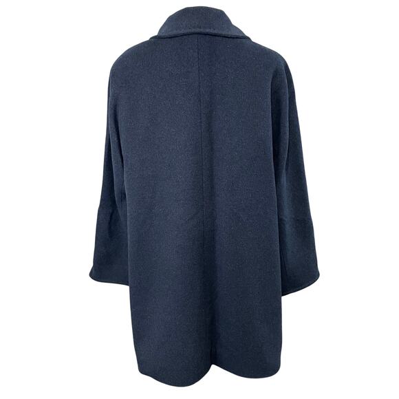 Ellen Tracy Winter Pea Coat Button Front Longline Wool Angora Women's 12 Navy - Picture 8 of 16